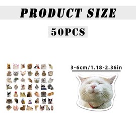 Tabanzhe Funny Cat Stickers Set-50PCS Waterproof Cute Cat Decals Kawaii Aesthetic Kitten Stickers for Cat Lovers Water Bottle Scrapbook Phone Laptop Luggage Decoration