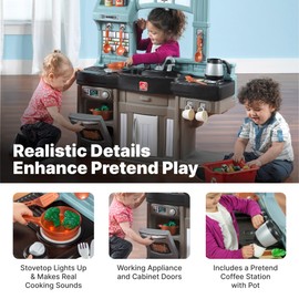 Step2 Best Chefs Kids Kitchen Playset, Indoor/Outdoor Kitchenette, Interactive Play with Lights and Sounds, Made of Durable Plastic, Includes 25 Piece Toy Accessories, For Toddlers 2+ Years Old