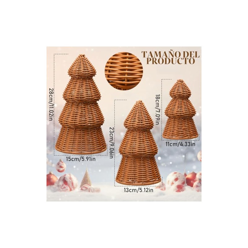 Bucherry Juego de 3 piezas de decoración de árbol de