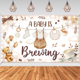 Avezano A Baby is Brewing Banner Coffee Themed Baby Shower Backdrop Decorations Coffee Beans Shower Welcome Baby Banner A Baby is Brewing Photo Props Background (6x3.6ft)