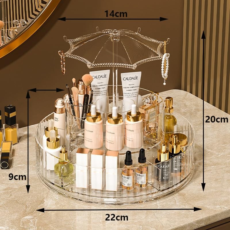 360° Rotating Cosmetic Organiser, Clear Acrylic Makeup Storage Display with