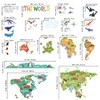 DECOWALL SG2-2423 Animal World Map (Large) Kids Wall Stickers Animals