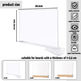 Hyacinthy 4 Pieces Acrylic Shelf Dividers, Clear Shelf Dividers for Wardrobe Divider Shelf Dividers Adjustable Clothing Storage Organiser for Bedroom Kitchen Office