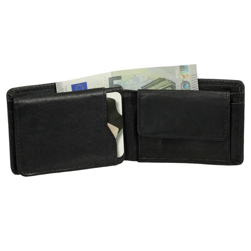 Branco Leather Men's Mini Purse Soft Cowhide 10 cm, black,