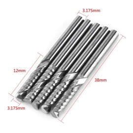 Hilitand 5 Pcs Tungsten Carbide End Mill 3.175mm(1/8") Shank Single Flute Milling Cutter CNC Rotary Burrs Set Bit CNC Milling Bit