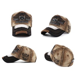 PDTXCLS HlpiAMok Hua Yang Baseball Cap Men's Distressed Snapback Outdoor Baseball Cap Hat Retro, brown