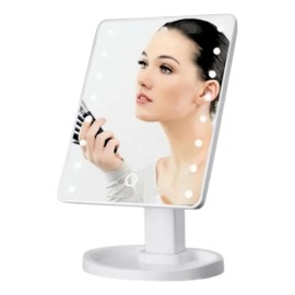 Espejo Para Maquillaje Tactil Con 3 Niveles Luz Led Rotable
