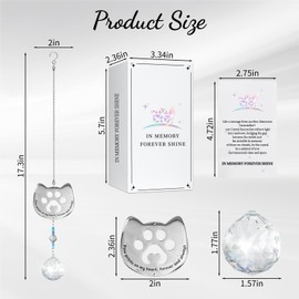 Dog Memorial Gifts for Loss of Dog Sympathy Gifts Idea, Pet Memorial Gifts for Dogs, Cat Memorial Gifts, Pet Paw Print Hanging Crystal Sun Catcher for Cat Dog Bereavement Remembrance Passed Away Gifts