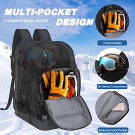 Goloni Ski Boot Bag - 50L Waterproof Ski and Snowboard Boots Travel Backpack for Skis, Snowboard, Ski Helmet, & Accessories