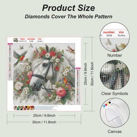 Acudotr Horse Diamond Painting Kits for Adults, 5D DIY Diamond Art Kits for Beginners, Full Drill Diamond Painting Kits for Home Wall Decor, 12x12 Inch