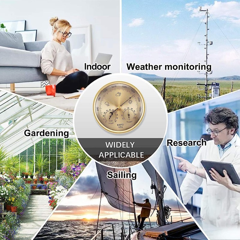 3 in 1 Barometer Weather Station Barometer Thermometer Hygrometer, Pressure
