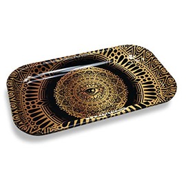 Smizzle Medium Rolling Tray - All Seeing Eye (Gold-Black/Gold) 10.75 x 6.25
