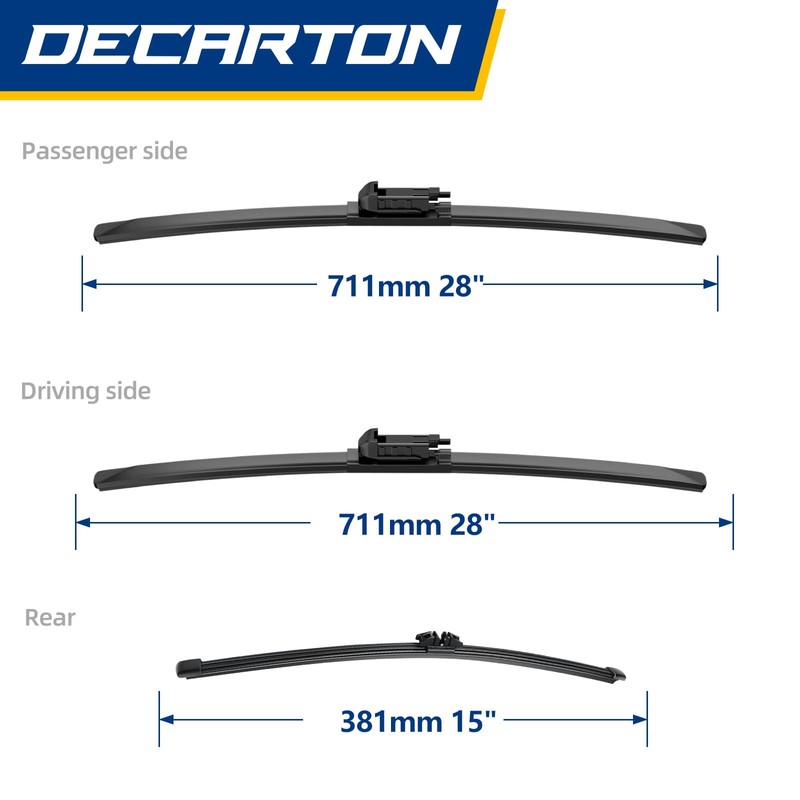 3-Piece Windshield Wipers For Ford Edge 2015 2016 2017 2018