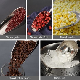 12oz Ice Scoop,Ice Cube Scoop Stainless Steel Ice Shovel Coffee Bean Flour Scoop,Metal Ice Scoop for Bar,Sweet Scoops Trapezoid Shape Food Scoop for Bar Buffet Party Kitchen