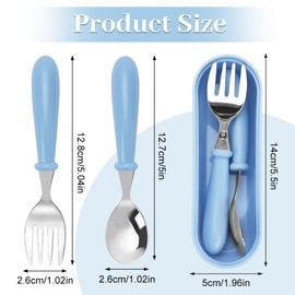 DIYJEP 9 Pieces Toddler Cutlery Set, Baby Cutlery with Storage Box, Stainless Steel Baby Fork and Spoon, Kids Travel Essentials Children Self Feeding Utensils for Home Travel School (Pink+Green+Blue)