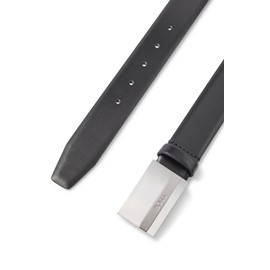 BOSS Men's Baxton Sz35 Italian Leather Belt with Logo Buckle, Black 1