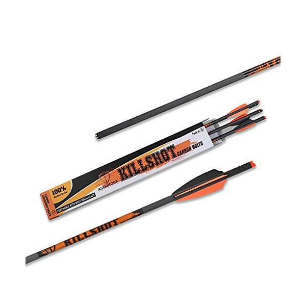 ASODROCK Crossbow Bolts 20 Inch 400 Grain Carbon Crossbow Arrows