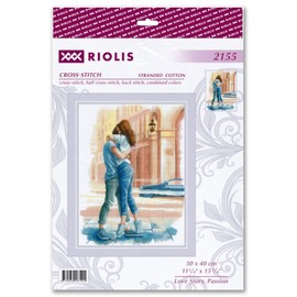 RIOLIS - Love Story. Passion 2155, Valentine Cross Stitch Kits 11¾"x15¾, Cross Stitch Kits for Beginners & Advanced, Crossstitching Kits Adult, Counted Stitching Kits, Valentine Embroidery Kit