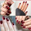 OUDQFCJ 24 Stück Weinrot Press on Nails Kurz, Eckig Nägel