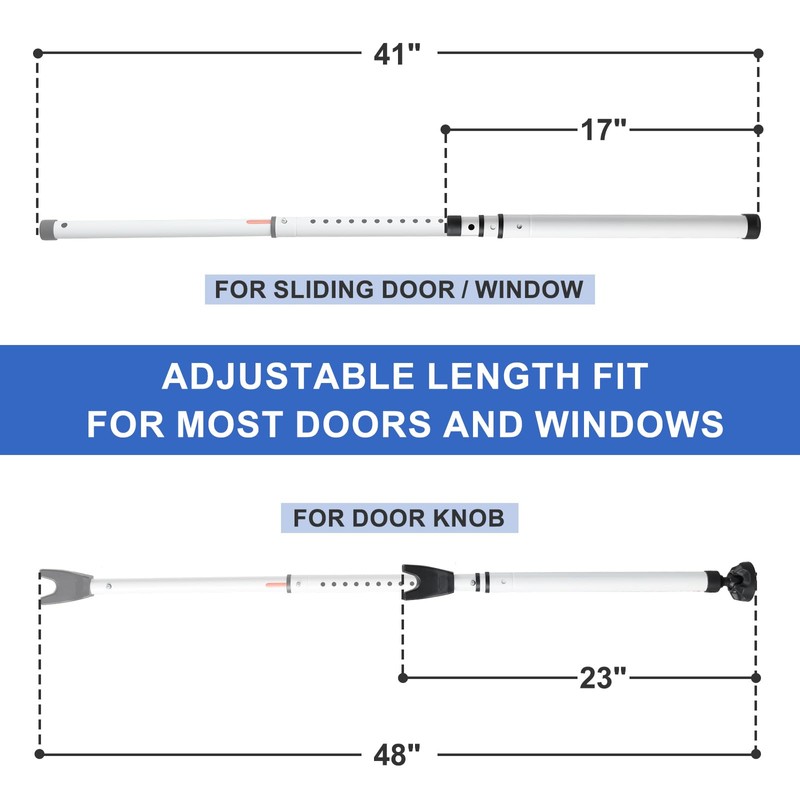 2-in-1 Security Bar for Doors and Windows, Adjustable Sliding Door