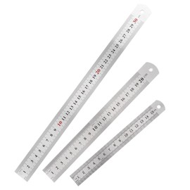 3Pcs Metal Ruler Stainless Steel Measuring Ruler Tool Ruler 6/8/12 Inches (15/20/30cm) Rulers Measuring Tool for School Office Home Ruler (COLOR:Silver)