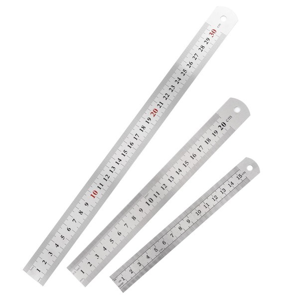 3Pcs Metal Ruler Stainless Steel Measuring Ruler Tool Ruler 6/8/12