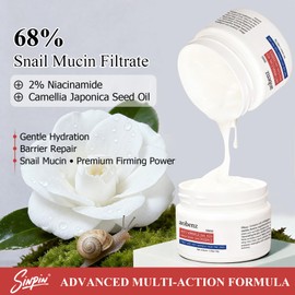 aobenz Snail Mucin Moisturizer - Snail Mucin 68%, Niacinamide 2%, Hyaluronic Acid | Firming & Hydrating Night Cream for Face, Neck | Anti Wrinkle, Tightening, Repair |For All Skin Types, 1.76FL(2PCS)