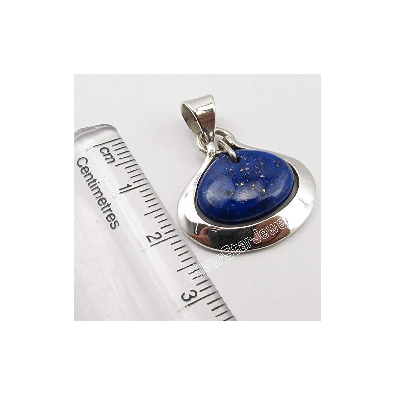 SilverStarJewel Colgante de lapislázuli de 12 x 15 mm, plata