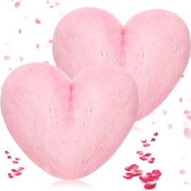Marsui 2 Pcs Fluffy Heart Pillow Heart Shaped Pillow Plush Cute Heart Shaped Throw Cushion Stuffed Heart Decorative Pillow Toy Throw Pillow Gift for Valentines Day Decor (Pink)