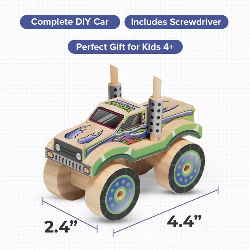 Little Jupiter DIY Wooden Monster Truck (Design 2) with Stickers