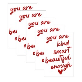 Biiange Mirror Decal Vinyl, Positive Affirmation Decal, Affirmation Stickers for Mirror, Cute Room Decor Mirror Decals for Bathroom, Girls Vanity, Bedroom(5 Sheet) (Red)