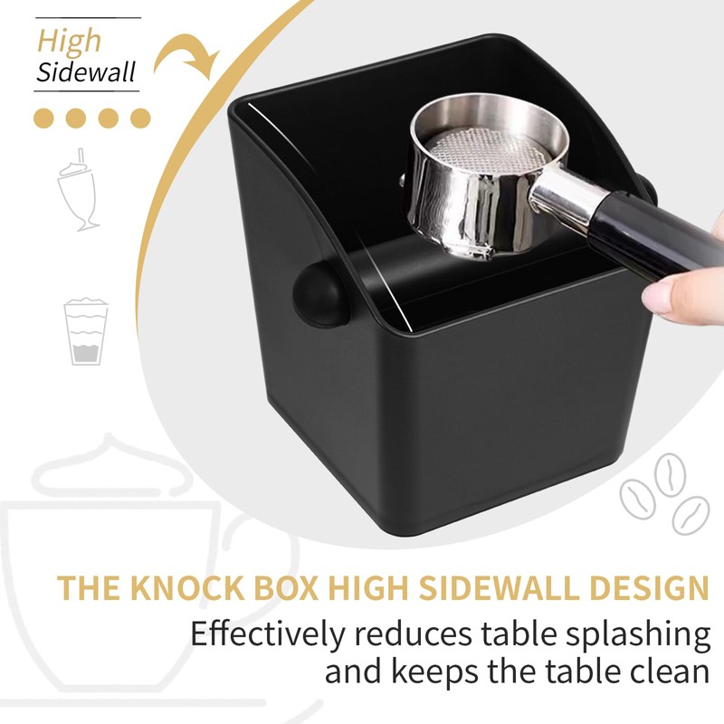 IAOSEN Large Square Knock Box High Sidewall Design Espresso Knock