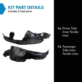 TRQ TRQ Inner Fender Liner Set Compatible with 2011-2013 Hyundai Sonata HY1248124 HY1249124