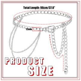 Manfnee Multilayer Metal Chain Belt for Women Chunky Belly Link Belt Waist Chain Belts for Jeans Dress