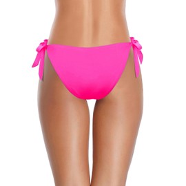 Tempt Me Women Side Tie Bikini Bottoms - String Swim Bottoms Low Rise Bathing Suit Bottoms Cheeky Coverage Swimwear 2025, Hot Pink, Small