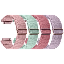 Fullmosa Quick Release Watch Bands 20mm 22mm Water-resistant Nylon Elastic Braided Straps, Adjustable Solo Loop Wristband for Women Men 20mm Peppermint/Pink/Pistachios/Coral