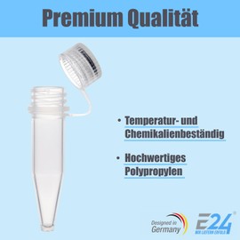 E24 Plastic Container with Lid, Centrifuge Tube 1.5 ml, Coke Capsules for Filling (Pack of 25, Transparent)