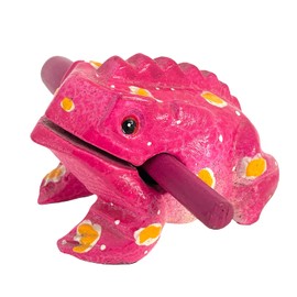 Cozinest 4" Wooden Frog Percussion Instrument Wood Frog Guiro Rasp Tone Block Thailand Handcraft Musical Lucky Frog Home Office Decoration Adorable Gift (Pink)