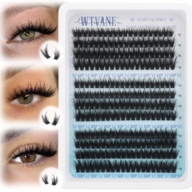 Cluster Lashes Wispy False eyelashes 60D+80D+100D Individual Eyelashes 240Pcs 12-18MM Eyelash Extensions Volume Lashes Individual Cluster DIY Lash Clusters Extension by Wtvane