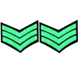 Glow in Dark Millitary Uniform Chevrons Sergeant Stripes US Army Embroidered Arms Emblem Iron On Sew On Shoulder Patch, Pack of 2