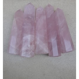 2Pcs Set Rose Quartz Crystal Tower, Large Rose Quartz Crystal Point, Rose Obelisk, Natural Rose Crystal wand, Crystal Tower, 3-4"
