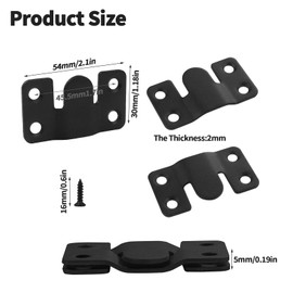 4 Pairs Flush Mount Bracket, Stainless Steel Interlocking Heavy Duty Photo Frame Hook with Screws, for Hanging Headboards Large Picture Display Wall Mount Hardware (Black, 54x30mm)