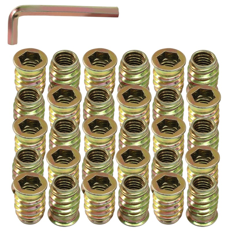 Moicstiy 30 Pcs 5/16"-18 x 20mm Threaded Inserts for Wood,