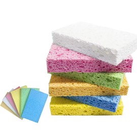 Kitchen Sponges, Absorbent Sponges, Kitchen Sponges, Cellulose Compression, Cellulose Sponge, Dishwashing, For Kitchen, Cleaning Table/Bath, Water Absorption, Hygienic, Set of 6 (6 Colors), 4.5 x 2.8 x 0.8 inches (11.5 x 7 x 2 cm) (After Soaking in Water)