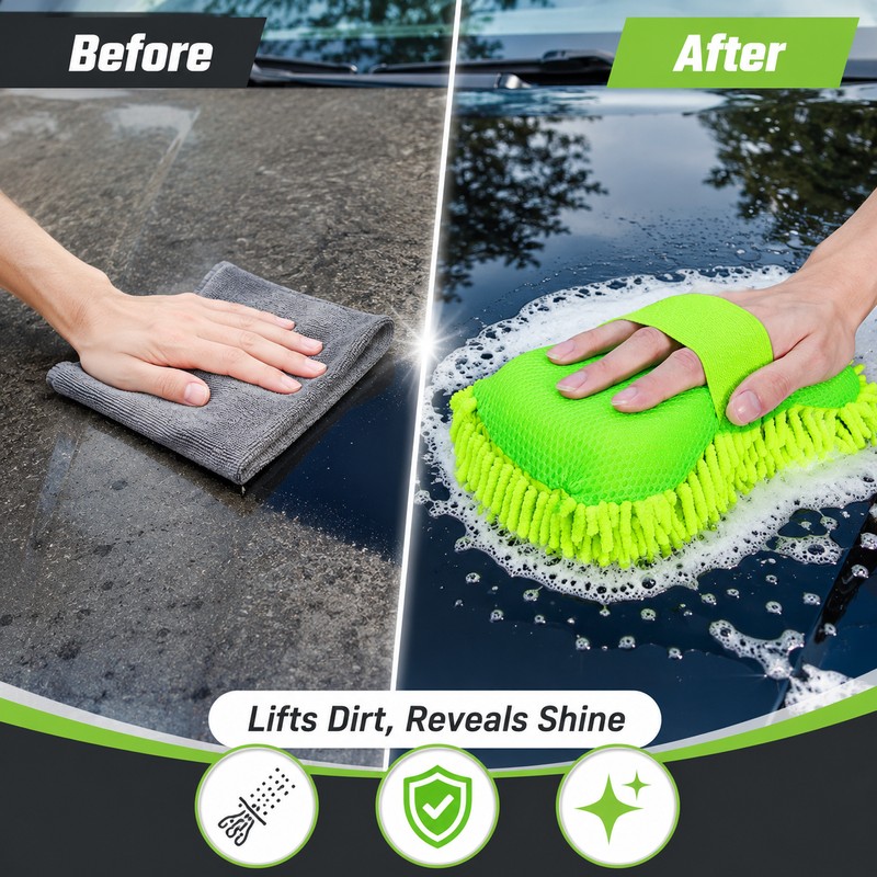 Microfiber Car Wash Mitt for Vehicle Cleaning – Soft Chenille