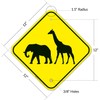 Zoo Animals Crossing with Elephant and Giraffe Graphic Sign, 12x12