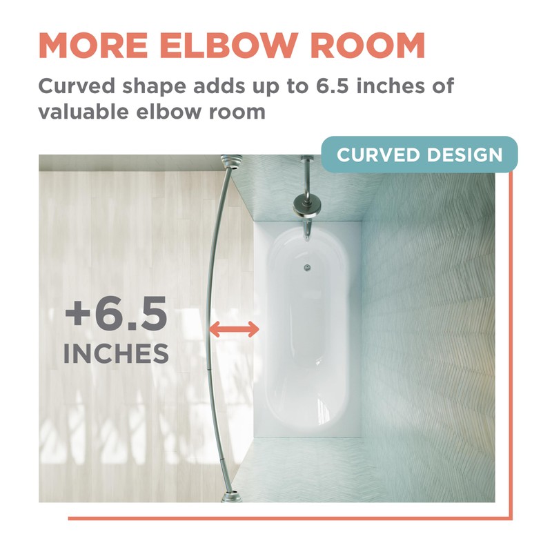 Zenna Home Rustproof Curved Shower Curtain Rod, No Drill Adjustable