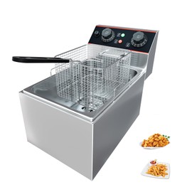 11.5/11L Commercial Deep Fryer，Stainless Steel Countertop Electric Deep Fryer with Basket, Easy to Clean,1500W