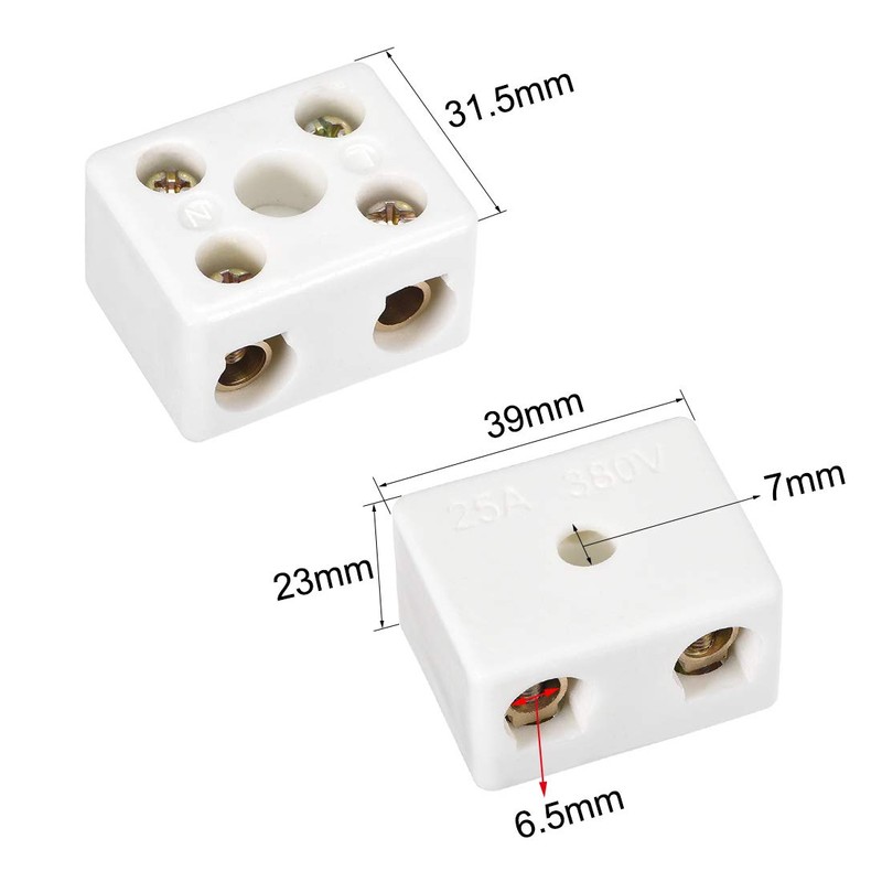 uxcell 2 Way Ceramics Terminal Blocks High Temp Porcelain Ceramic