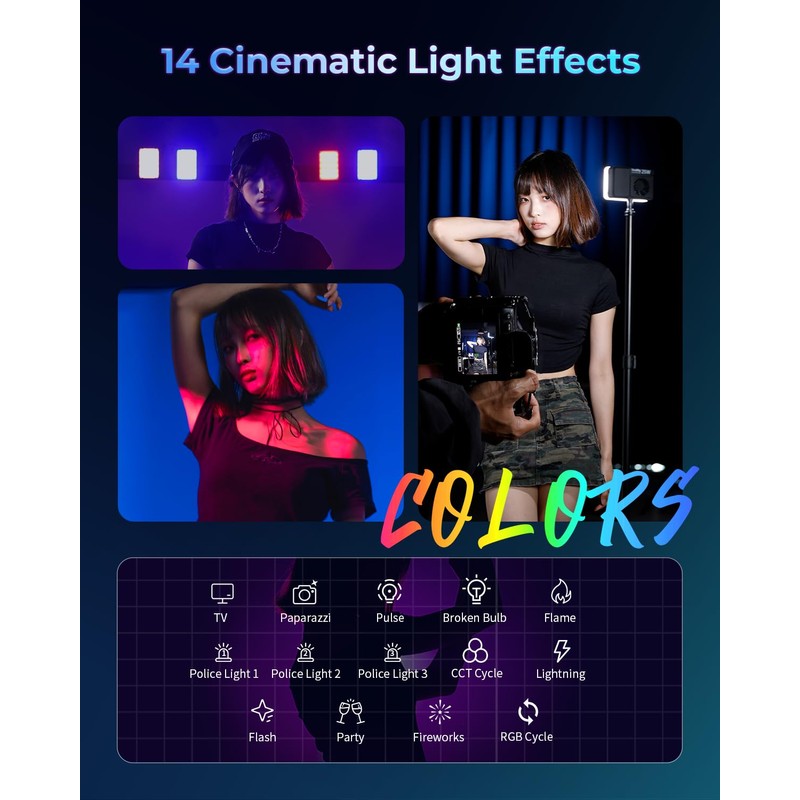 SmallRig RM 25C Mini LED Video Light, 25W RGB, 2500K-10000K,
